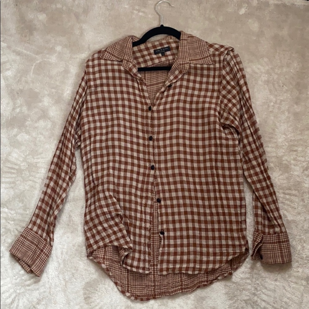 Rag & Bone check button down shirt size 0